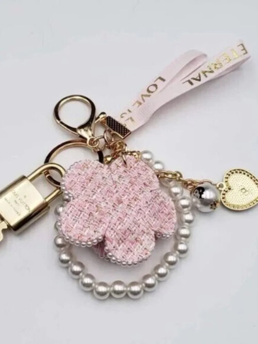 Louis Vuitton Gold Padlock 🔑 Authentic LV Unbranded Flower Keychain Bag Charm